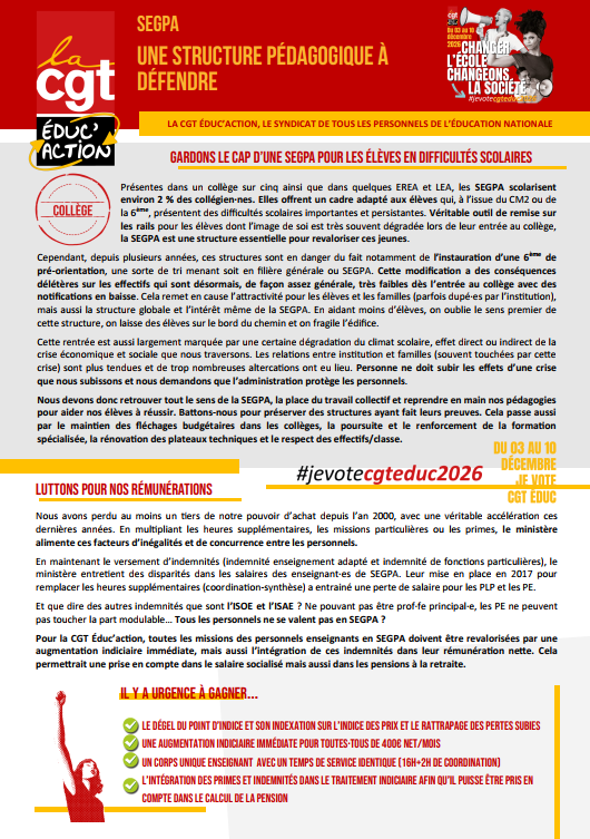 logo Segpa : Une structure pédagogique à défendre